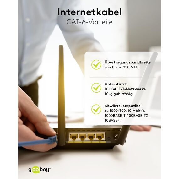 Goobay 92763 CAT 6 Kabel Lan Netzwerkkabel für Gigabit Ethernet S-FTP doppelt geschirmtes Patchkabel mit RJ45 Stecker, 10m, Weiß