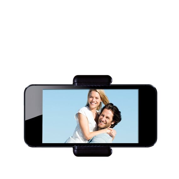 Rollei Smartphone Halterung - universeller Halter für ihr Smartphone mit 1/4“ Gewinde an der Unter- und Rückseite, passend für Smartphones bis zu 8,5 cm Breite - Schwarz