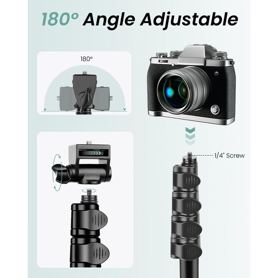 Victiv 197cm Hoch Handy Stativ, Flexibel Overhead Smartphone Stativ, mit 25cm Verstellbarer Schwanenhals, Fernauslöser für Selfies, Aluminium Kamera Phone Tripod für Sony DSLR & iPhone17 16 15 Pro Max