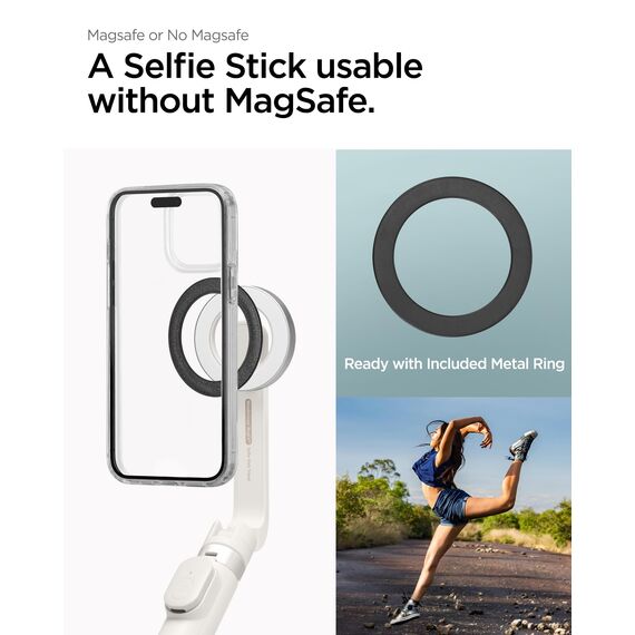 Spigen MagSafe Selfie Stick Stativ [Wondersnap] [MagFit-Technologie & Bluetooth-Fernbedienung] Tripod kompatibel mit iPhone 16/15/14/13 Serien, Galaxy S25/S24/S23 und Allen Smartphones - Dune Beige