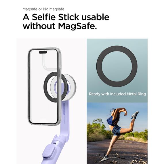 Spigen MagSafe Selfie Stick Stativ [Wondersnap] [MagFit-Technologie & Bluetooth-Fernbedienung] Tripod kompatibel mit iPhone 16/15/14/13 Serien, Galaxy S25/S24/S23 und Allen Smartphones - Lavender