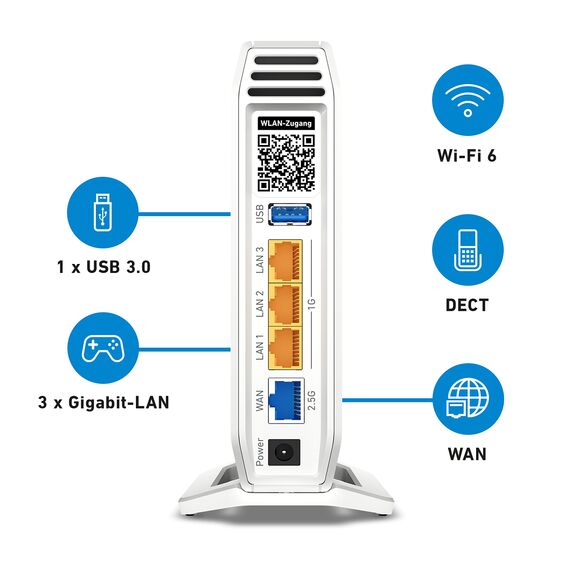 FRITZ!Box 4060 (Wi-Fi 6 Mesh Router, bis zu 4.800 MBit/s (5 GHz) & 1.200 MBit/s (2,4 GHz), 3 x Gigabit-LAN, DECT-Basis, USB 3.0, deutschsprachige Version)