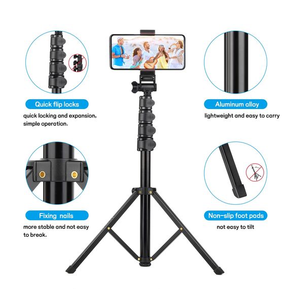 Victiv Handy Stativ Ständer, 172cm Smartphone Stative, Tripod für iPhone, Handystativhalter mit Fernauslöser, Selfie Stick Handystativ for Samsung Huawei Xiaomi Canon Webcam Kamera