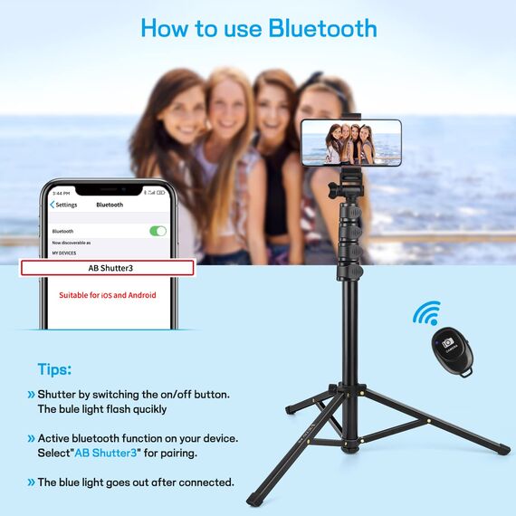 Victiv Handy Stativ Ständer, 172cm Smartphone Stative, Tripod für iPhone, Handystativhalter mit Fernauslöser, Selfie Stick Handystativ for Samsung Huawei Xiaomi Canon Webcam Kamera