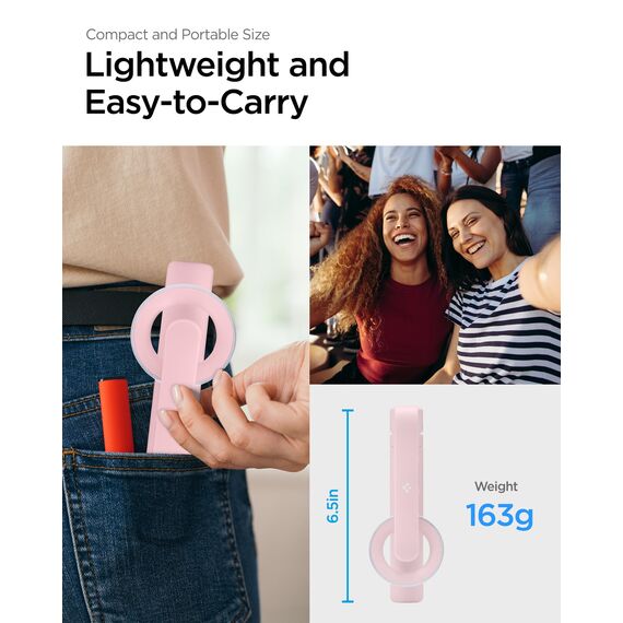 Spigen MagSafe Selfie Stick Stativ [Wondersnap] [MagFit-Technologie & Bluetooth-Fernbedienung] Tripod kompatibel mit iPhone 16/15/14/13 Serien, Galaxy S25/S24/S23 und Allen Smartphones - Peach Pink