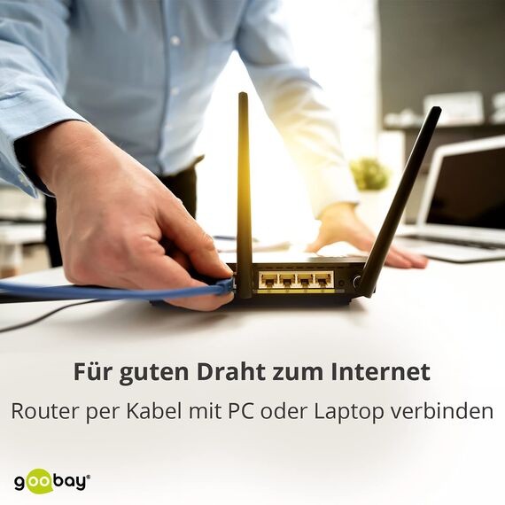 Goobay 92679 Lan Kabel 10meter doppelt geschirmt S-FTP - Netzwerkkabel CAT 7 Kabel 10m - LAN Kabel CAT 7 mit 10 Gigabit - RJ-45 Stecker - Blau