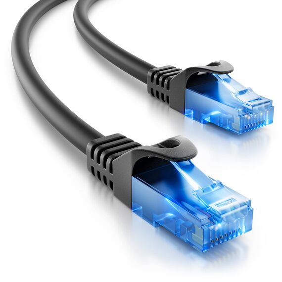 deleyCON 3,0m CAT.6 Ethernet Gigabit Lan Netzwerkkabel RJ45 CAT6 Kabel Patchkabel Kompatibel zu CAT.5 CAT.5e CAT.6a Cat.7 - Schwarz