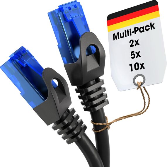KabelDirekt Netzwerkkabel – Überträgt maximale deutsche Glasfaser-Geschwindigkeit – Netzwerk, Ethernet Kabel, LAN & Patch Kabel – 10x 15m – In 0,25-30m – Gigabit-Netz, Router/Modem, RJ45 (schwarz)