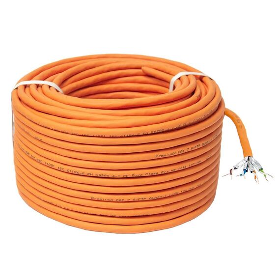 Premium X CAT 7 Netzwerkkabel 100m LAN Kabel Simplex Kupferkabel Ethernet Datenkabel S/FTP PiMF PoE Eca Kat7 Verlegekabel Installationskabel für müheloses Verlegen
