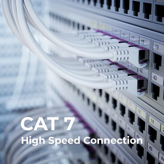 deleyCON 0,5m CAT7 Netzwerkkabel - 10 Gigabit - RJ45 Patchkabel Ethernet Kabel (Kupfer, SFTP PiMF Schirmung) - für Highspeed LAN DSL Switch Modem Router Patchpanel CAT7 CAT6 CAT5 - Weiß