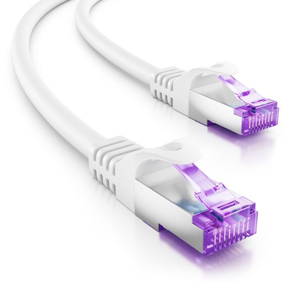 deleyCON 15m CAT7 Netzwerkkabel - 10 Gigabit - RJ45 Patchkabel Ethernet Kabel (Kupfer, SFTP PiMF Schirmung) - für Highspeed LAN DSL Switch Modem Router Patchpanel CAT7 CAT6 CAT5 - Weiß