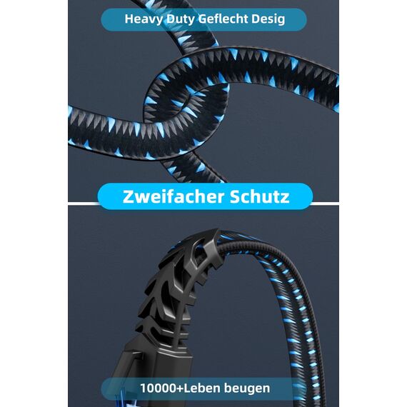 Ercielook Lan Kabel 7m, Hochgeschwindigkeits-Cat8-Netzwerkkabel für den Außen- und Innenbereich, 40 Gbit/s geflochtener Patchkabel mit RJ45-Stecker für Router/Gaming/Modem