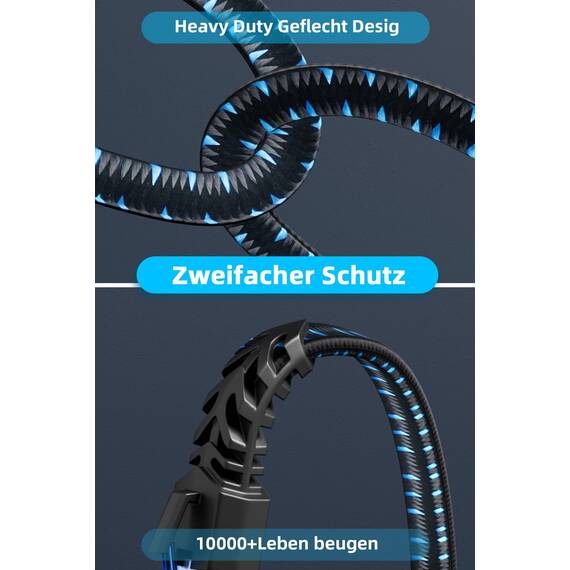 Ercielook Lan Kabel 20m, Hochgeschwindigkeits-Cat8-Netzwerkkabel für den Außen- und Innenbereich, 40 Gbit/s geflochtener Patchkabel mit RJ45-Stecker für Router/Gaming/Modem