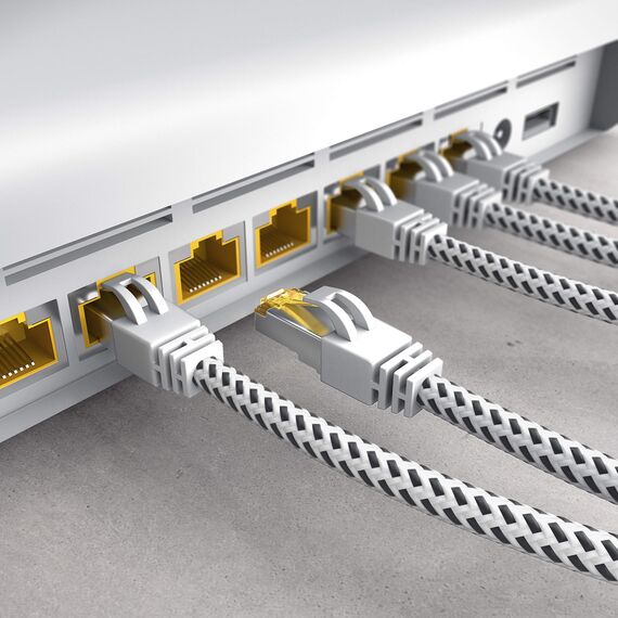 CSL - 1m Cat 7 Netzwerkkabel Gigabit Ethernet LAN Kabel - Baumwollmantel - 10000 Mbit S - Patchkabel - Cat.7 Rohkabel S FTP Pimf Schirmung mit RJ 45 Stecker - Switch Router Modem Access Point