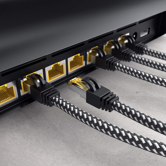 CSL - 15m CAT 7 Netzwerkkabel Gigabit Ethernet LAN Kabel - Baumwollmantel - 10000 Mbit s - Patchkabel - Cat.7 Rohkabel S FTP PIMF Schirmung mit RJ 45 Stecker - Switch Router Modem Access Point