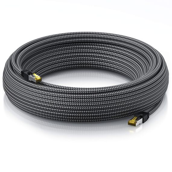 CSL - 25m CAT 7 Netzwerkkabel Gigabit Ethernet LAN Kabel - Baumwollmantel - 10000 Mbit s - Patchkabel - Cat.7 Rohkabel S FTP PIMF Schirmung mit RJ 45 Stecker - Switch Router Modem Access Point