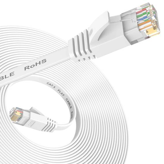 Ethernet Kabel Cat 6, Hochgeschwindigkeits Lan Kabel flache Netzwerkkabel schneller als Cat5e/Cat5 Patchkabel, Internetkabel mit RJ45 Stecker, Kompatibel mit Router, Modenm, Laptop, Smart TV(0.5 M)