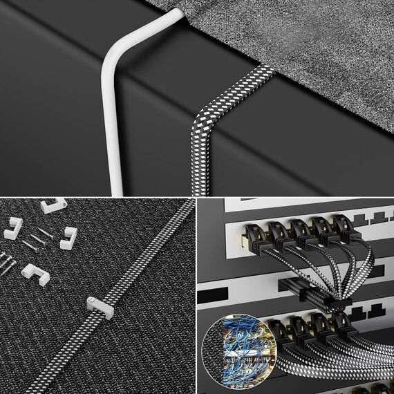 ARISKEEN Cat 8 Ethernet Kabel 12M, Cat8 Geflochten Flach Hochgeschwindigkeit (40Gbps 2000Mhz/s) Gigabit Rj45 STP Geschirmtes Internet Netzwerk Lan Patch Kabel Draht für Router Modem Panel