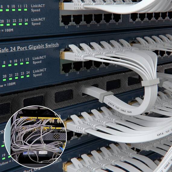 Ethernet Kabel Cat 6, Hochgeschwindigkeits Lan Kabel flache Netzwerkkabel schneller als Cat5e/Cat5 Patchkabel, Internetkabel mit RJ45 Stecker, Kompatibel mit Router, Modenm, Laptop, Smart TV(0.5 M)