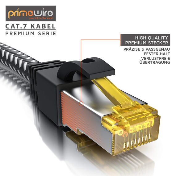 CSL - 3m CAT 7 Netzwerkkabel Gigabit Ethernet LAN Kabel - Baumwollmantel - 10000 Mbit s - Patchkabel - Cat.7 Rohkabel S FTP PIMF Schirmung mit RJ 45 Stecker - Switch Router Modem Access Point