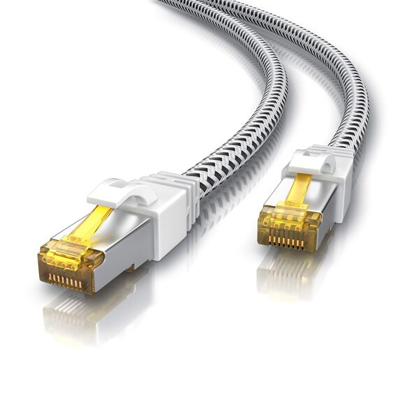 CSL - 30m CAT 7 Netzwerkkabel Gigabit Ethernet LAN Kabel - Baumwollmantel - 10000 Mbit s - Patchkabel - Cat.7 Rohkabel S FTP PIMF Schirmung mit RJ 45 Stecker - Switch Router Modem Access Point