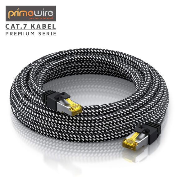 CSL - 20m CAT 7 Netzwerkkabel Gigabit Ethernet LAN Kabel - Baumwollmantel - 10000 Mbit s - Patchkabel - Cat.7 Rohkabel S FTP PIMF Schirmung mit RJ 45 Stecker - Switch Router Modem Access Point