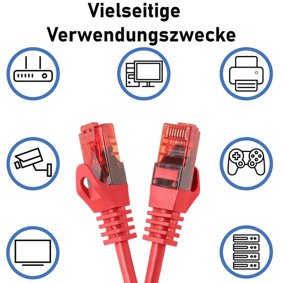 BIGtec LAN Kabel 0,15m Netzwerkkabel rot Gigabit Ethernet Kabel RJ45 Stecker Patchkabel für Patchpanel Netzwerk Switch Gaming PC kompatibel Playstation 5 PS5 XBOX Nintendo Switch 2 -Station 0,15 Meter