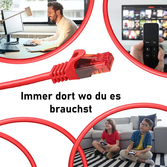 BIGtec LAN Kabel 0,15m Netzwerkkabel rot - 10 Stück - Gigabit Ethernet Kabel RJ45 Stecker Patchkabel für Patchpanel Netzwerk Switch Gaming kompatibel Playstation 5 PS5 XBOX Nintendo Switch 2-Station