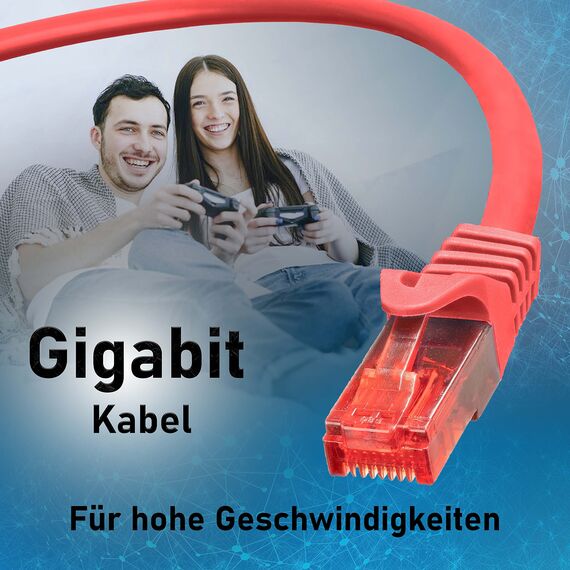 BIGtec LAN Kabel 0,15m Netzwerkkabel rot - 10 Stück - Gigabit Ethernet Kabel RJ45 Stecker Patchkabel für Patchpanel Netzwerk Switch Gaming kompatibel Playstation 5 PS5 XBOX Nintendo Switch 2-Station