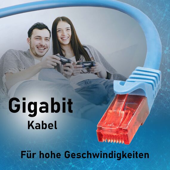 BIGtec LAN Kabel 0,15m Netzwerkkabel blau - 10 Stück - Gigabit Ethernet Kabel RJ45 Stecker Patchkabel für Patchpanel Netzwerk Switch Gaming kompatibel Playstation 5 PS5 XBOX Nintendo Switch 2-Station