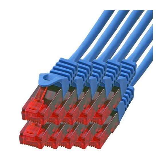 BIGtec LAN Kabel 0,75m Netzwerkkabel blau - 10 Stück - Gigabit Ethernet Kabel RJ45 Stecker Patchkabel für Patchpanel Netzwerk Switch Gaming kompatibel Playstation 5 PS5 XBOX Nintendo Switch 2-Station