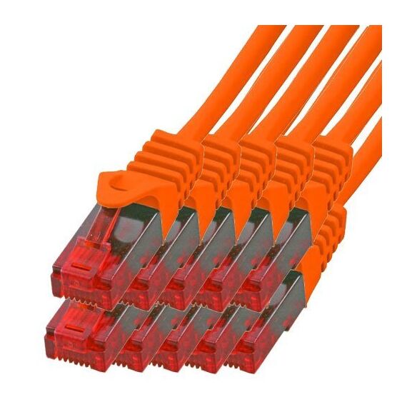 BIGtec LAN Kabel 0,5m Netzwerkkabel orange - 10 Stück - Gigabit Ethernet Kabel RJ45 Stecker Patchkabel für Patchpanel Netzwerk Switch Gaming kompatibel Playstation 5 PS5 XBOX Nintendo Switch 2-Station