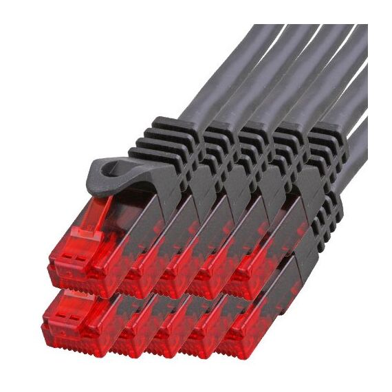 BIGtec LAN Kabel 0,5m Netzwerkkabel schwarz - 10 Stück - Gigabit Ethernet Kabel RJ45 Stecker Patchkabel für Patchpanel Netzwerk Switch Gaming kompatibel Playstation 5 PS5 Nintendo Switch 2-Station