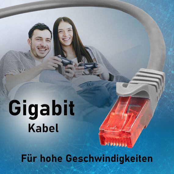 BIGtec LAN Kabel 0,75m Netzwerkkabel grau - 10 Stück - Gigabit Ethernet Kabel RJ45 Stecker Patchkabel für Patchpanel Netzwerk Switch Gaming kompatibel Playstation 5 PS5 XBOX Nintendo Switch 2-Station