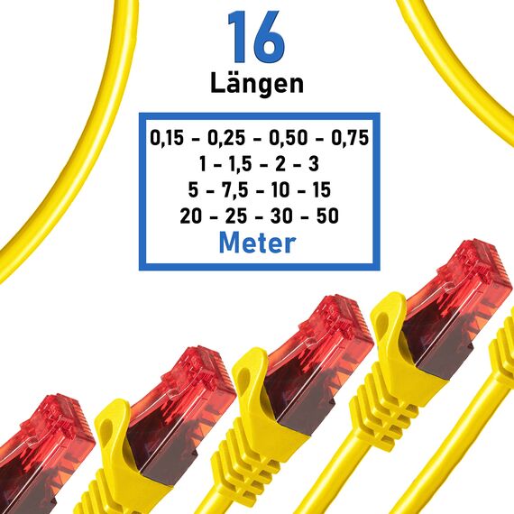 BIGtec LAN Kabel 0,5m Netzwerkkabel gelb - 10 Stück - Gigabit Ethernet Kabel RJ45 Stecker Patchkabel für Patchpanel Netzwerk Switch Gaming kompatibel Playstation 5 PS5 XBOX Nintendo Switch 2-Station