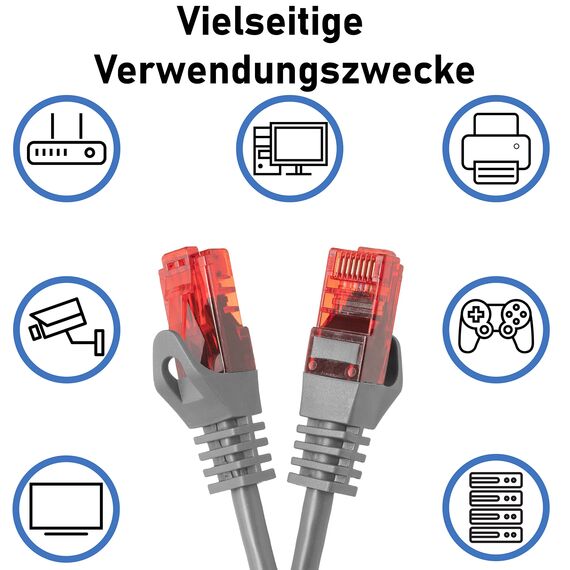 BIGtec LAN Kabel 0,75m Netzwerkkabel grau - 10 Stück - Gigabit Ethernet Kabel RJ45 Stecker Patchkabel für Patchpanel Netzwerk Switch Gaming kompatibel Playstation 5 PS5 XBOX Nintendo Switch 2-Station