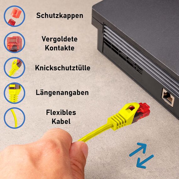 BIGtec 0,75m Gigabit Ethernet LAN Kabel Netzwerkkabel gelb