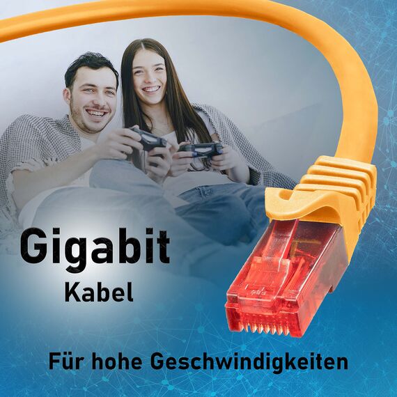 BIGtec LAN Kabel 0,5m Netzwerkkabel orange - 5 Stück - Gigabit Ethernet Kabel RJ45 Stecker Patchkabel für Patchpanel Netzwerk Switch Gaming kompatibel Playstation 5 PS5 XBOX Nintendo Switch 2-Station