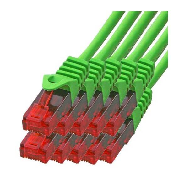 BIGtec LAN Kabel 2m Netzwerkkabel grün - 10 Stück - Gigabit Ethernet Kabel RJ45 Stecker Patchkabel für Patchpanel Netzwerk Switch Gaming kompatibel Playstation 5 PS5 XBOX Nintendo Switch 2-Station