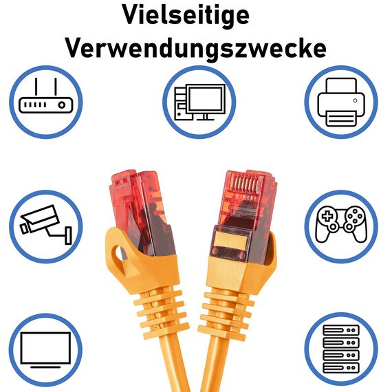 BIGtec LAN Kabel 2m Netzwerkkabel orange Gigabit Ethernet Kabel RJ45 Stecker Patchkabel für Patchpanel Netzwerk Switch Gaming PC kompatibel Playstation 5 PS5 XBOX Nintendo Switch 2 -Station 2 Meter