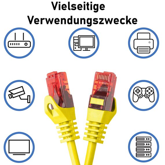 BIGtec LAN Kabel 1,5m Netzwerkkabel gelb - 10 Stück - Gigabit Ethernet Kabel RJ45 Stecker Patchkabel für Patchpanel Netzwerk Switch Gaming kompatibel Playstation 5 PS5 XBOX Nintendo Switch 2-Station