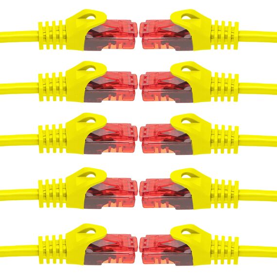 BIGtec LAN Kabel 1,5m Netzwerkkabel gelb - 10 Stück - Gigabit Ethernet Kabel RJ45 Stecker Patchkabel für Patchpanel Netzwerk Switch Gaming kompatibel Playstation 5 PS5 XBOX Nintendo Switch 2-Station