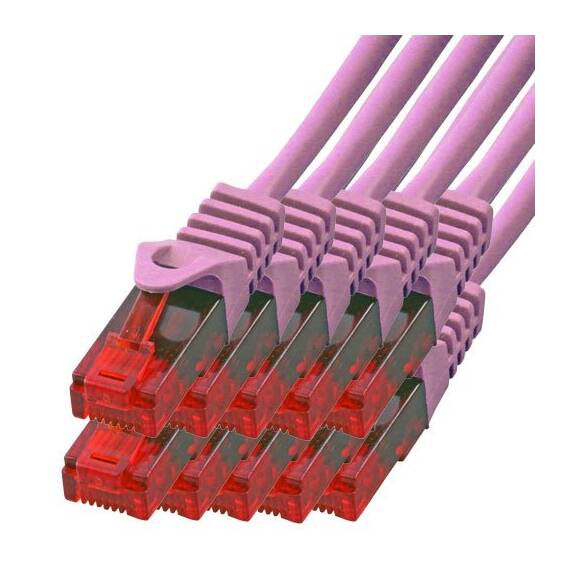 BIGtec LAN Kabel 2m Netzwerkkabel pink - 10 Stück - Gigabit Ethernet Kabel RJ45 Stecker Patchkabel für Patchpanel Netzwerk Switch Gaming kompatibel Playstation 5 PS5 XBOX Nintendo Switch 2-Station