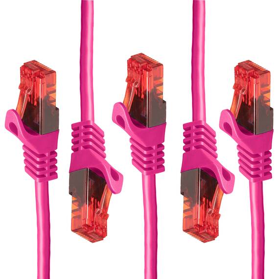 BIGtec LAN Kabel 2m Netzwerkkabel pink - 5 Stück - Gigabit Ethernet Kabel RJ45 Stecker Patchkabel für Patchpanel Netzwerk Switch Gaming kompatibel Playstation 5 PS5 XBOX Nintendo Switch 2-Station
