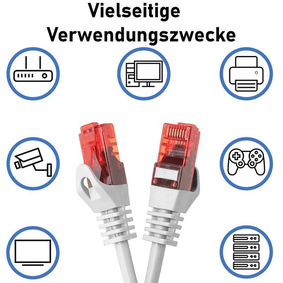 BIGtec LAN Kabel 2m Netzwerkkabel weiss - 10 Stück - Gigabit Ethernet Kabel RJ45 Stecker Patchkabel für Patchpanel Netzwerk Switch Gaming kompatibel Playstation 5 PS5 XBOX Nintendo Switch 2-Station