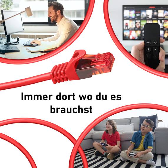 BIGtec LAN Kabel 5m Netzwerkkabel rot - 5 Stück - Gigabit Ethernet Kabel RJ45 Stecker Patchkabel für Patchpanel Netzwerk Switch Gaming kompatibel Playstation 5 PS5 XBOX Nintendo Switch 2-Station
