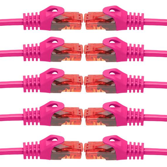 BIGtec LAN Kabel 2m Netzwerkkabel pink - 10 Stück - Gigabit Ethernet Kabel RJ45 Stecker Patchkabel für Patchpanel Netzwerk Switch Gaming kompatibel Playstation 5 PS5 XBOX Nintendo Switch 2-Station