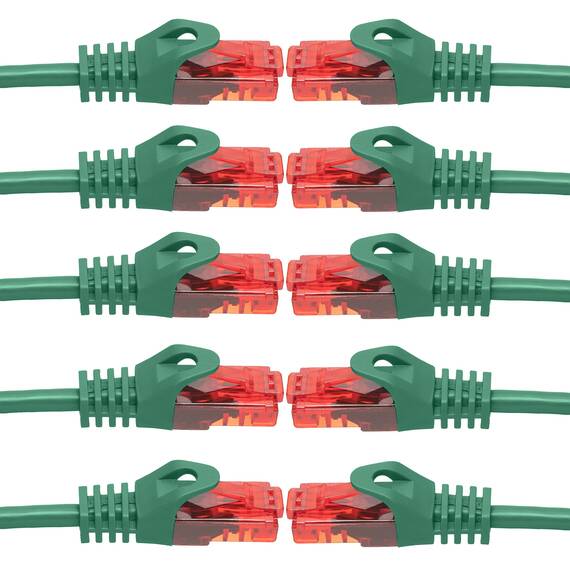 BIGtec LAN Kabel 5m Netzwerkkabel grün - 10 Stück - Gigabit Ethernet Kabel RJ45 Stecker Patchkabel für Patchpanel Netzwerk Switch Gaming kompatibel Playstation 5 PS5 XBOX Nintendo Switch 2-Station