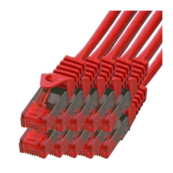 BIGtec LAN Kabel 7,5m Netzwerkkabel rot - 10 Stück - Gigabit Ethernet Kabel RJ45 Stecker Patchkabel für Patchpanel Netzwerk Switch Gaming kompatibel Playstation 5 PS5 XBOX Nintendo Switch 2-Station