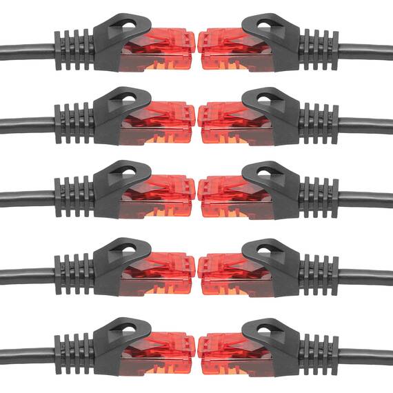 BIGtec LAN Kabel 5m Netzwerkkabel schwarz - 10 Stück - Gigabit Ethernet Kabel RJ45 Stecker Patchkabel für Patchpanel Netzwerk Switch Gaming kompatibel Playstation 5 PS5 XBOX Nintendo Switch 2-Station